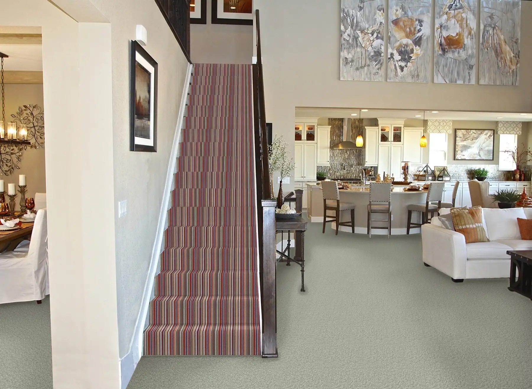Strata Spectrum Stripes Reds and Snowdon Moor Carpet Combination by Cavalier Carpets