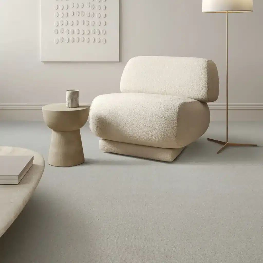 Stain-Free Velveteen in Cream, Cavalier Carpet's Synthetic Range with 10 Years Stain Warranty