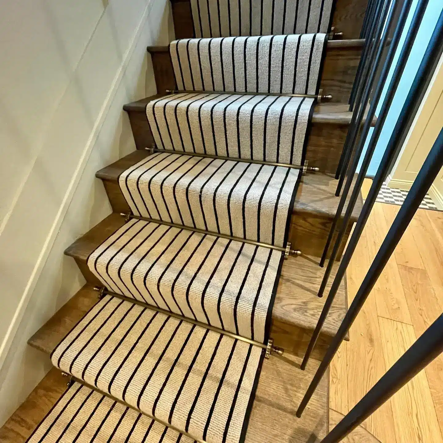 Wood Floors With Striped Carpet