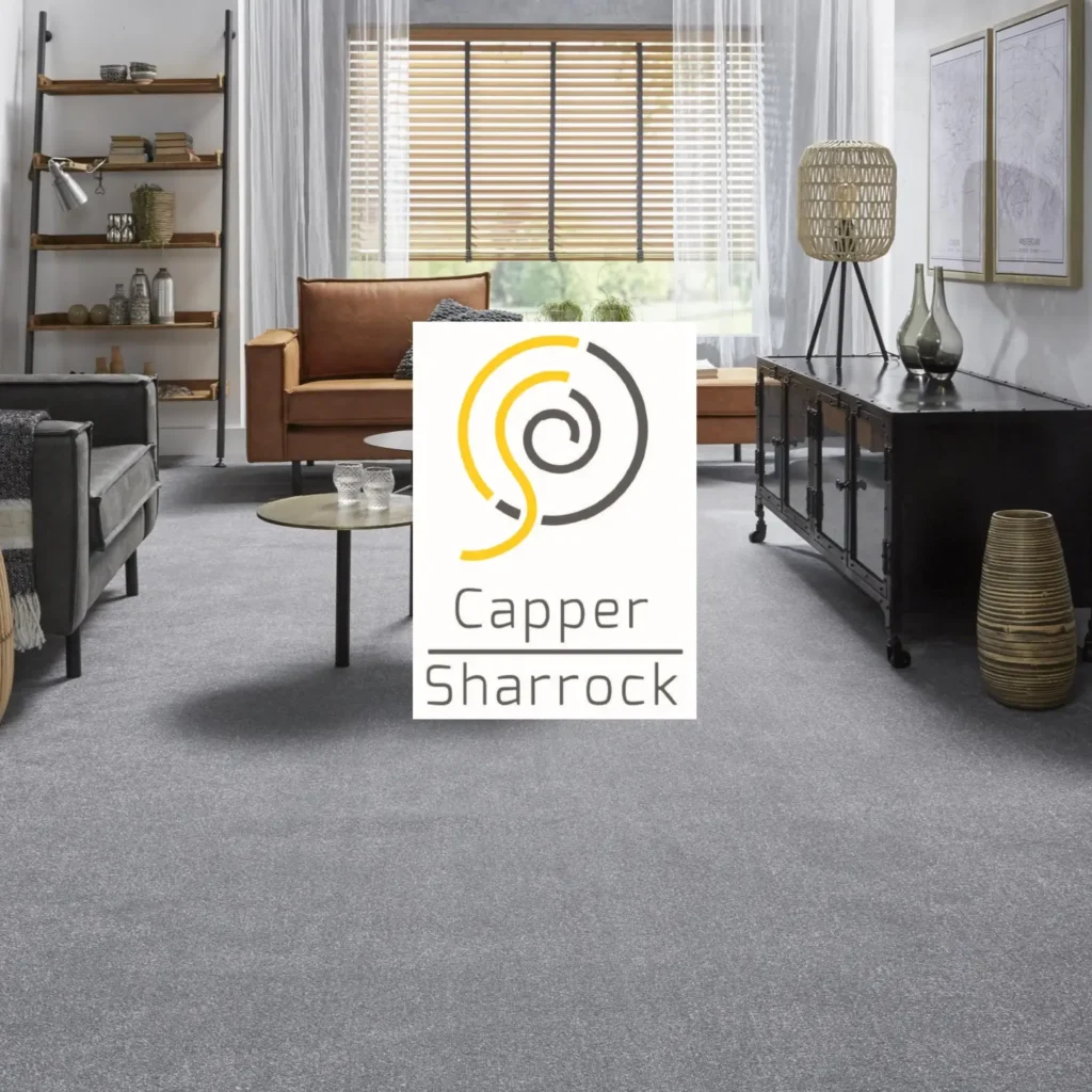 Capper Sharrock Carpets Margot Nightime Cruise Grey Carpet In Living Room