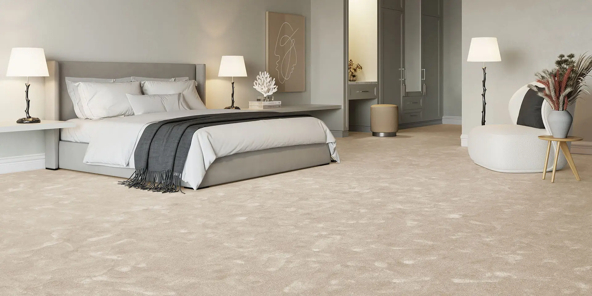 Associated Weavers - Seduction 31 Beige Carpet in Bedroom - SESUTA_31_BED