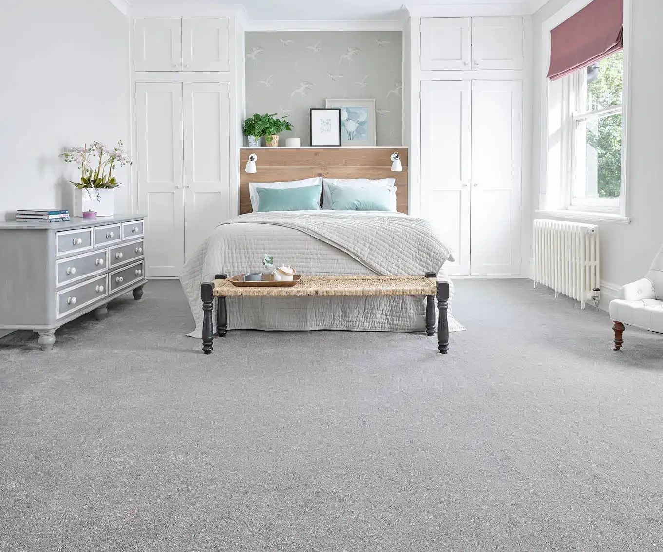 Victoria Carpets Ultimate Impressions Collection in Refined. Grey Bedroom Stainfree