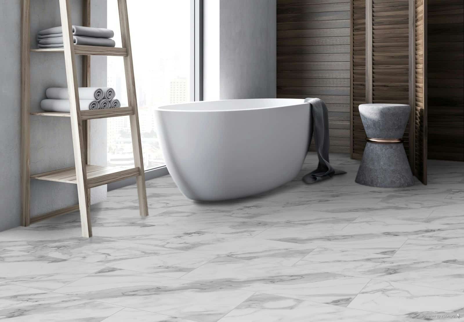 FirmFit Original Pre-Grouted Tiles XT-4003 Marble Light Grey Bathroom